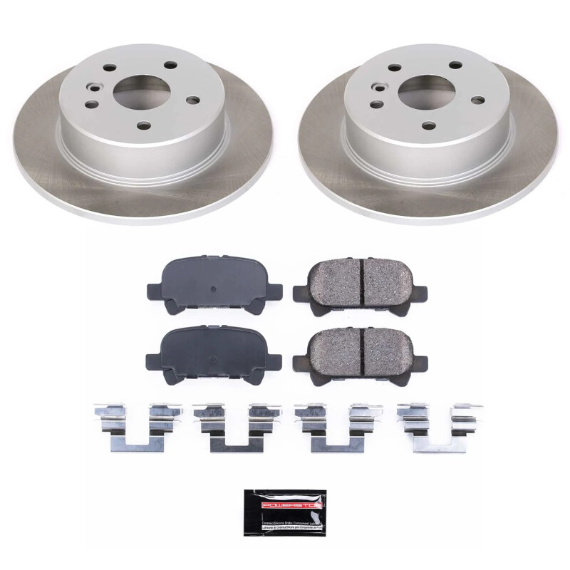 Toyota Avalon Brake Kit - Rear - PowerStop - Semi-Coated Rotors + Z17 Evolution Plus Low-Dust Ceramic Pads - Silver - `00-`04