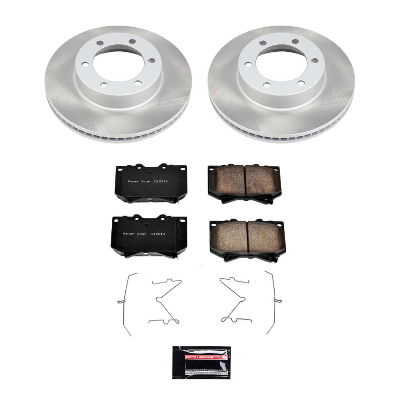 Toyota Tundra Brake Kit - Front - PowerStop - Semi-Coated Rotors + Z17 Evolution Plus Low-Dust Ceramic Pads - `00-`02