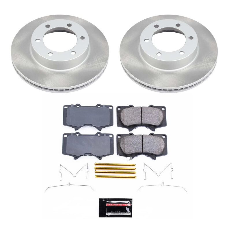 Toyota Tundra Brake Kit - Front - PowerStop - Semi-Coated Rotors + Z17 Evolution Plus Low-Dust Ceramic Pads - `00-`06