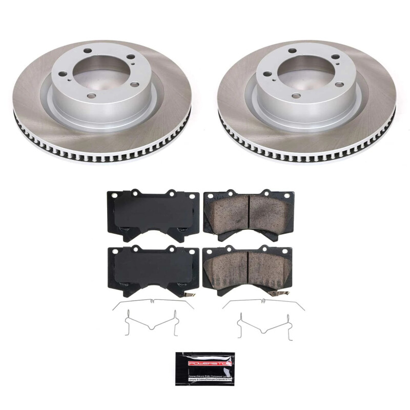 Toyota Tundra Brake Kit - Front - PowerStop - Semi-Coated Rotors + Z17 Evolution Plus Ceramic Pads - `07-`21
