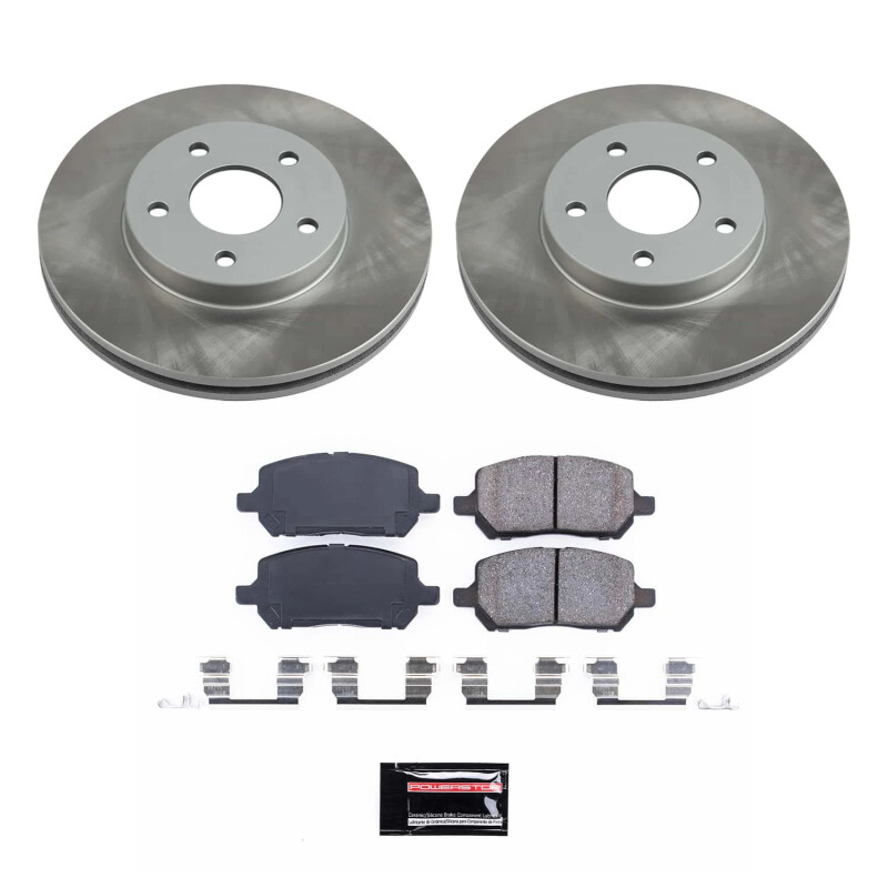 Pontiac G5 Brake Kit - Front - PowerStop - Semi-Coated Rotors + Z17 Evolution Plus Low-Dust Ceramic Pads - `07-`10