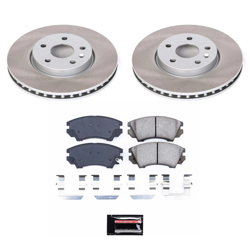 Saab 9-5 Brake Kit - Front - PowerStop - Semi-Coated Rotors + Z17 Evolution Plus Ceramic Pads - `10-`11