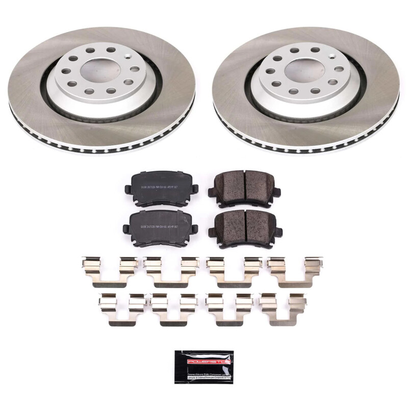 Volkswagen R32 Brake Kit - Rear - PowerStop - Semi-Coated Rotors + Z17 Evolution Plus Low-Dust Ceramic Pads - 2008