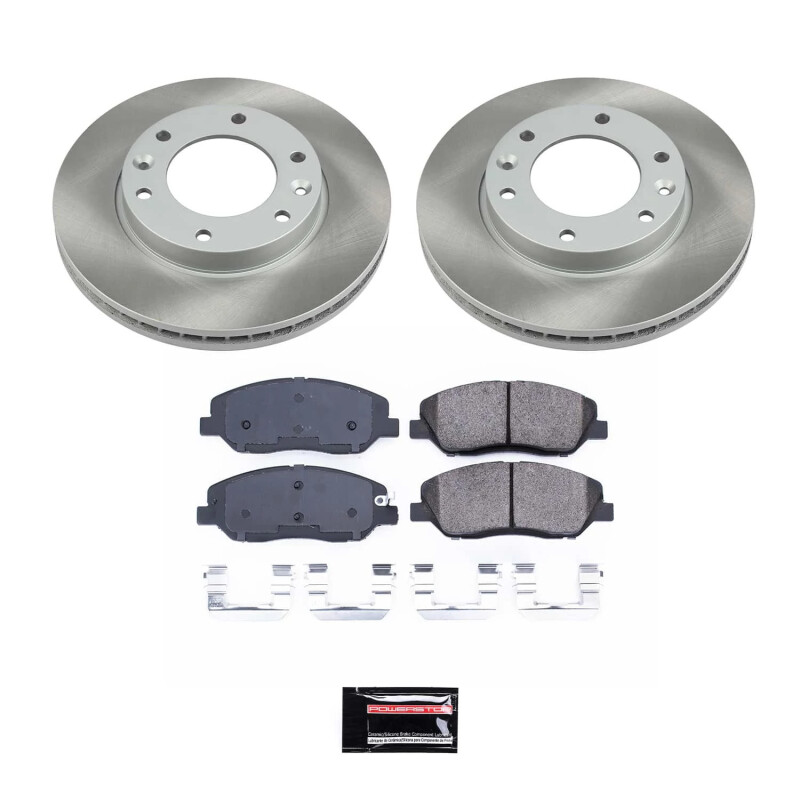 Kia Sedona Brake Kit - Front - PowerStop - Semi-Coated Rotors + Z17 Evolution Plus Ceramic Pads - 2014