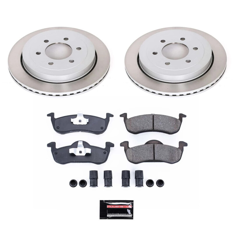 Lincoln Navigator Brake Kit - Rear - PowerStop - Semi-Coated Rotors + Z17 Evolution Plus Low-Dust Ceramic Pads - Silver - `07-`17