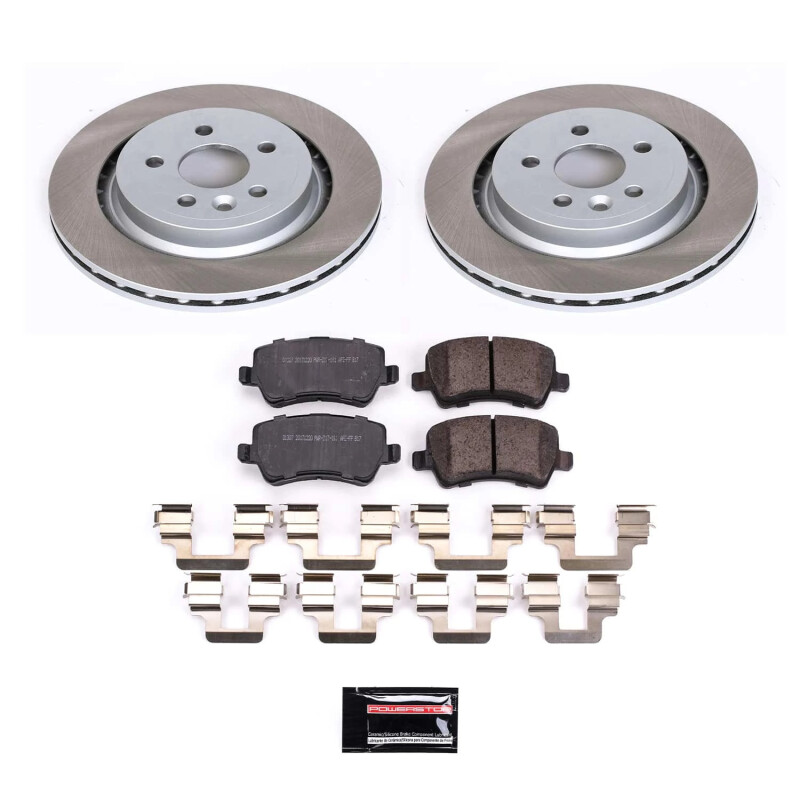 Volvo XC70 Brake Kit - Rear - PowerStop - Semi-Coated Rotors + Z17 Evolution Plus Low-Dust Ceramic Pads - Silver - `08-`16