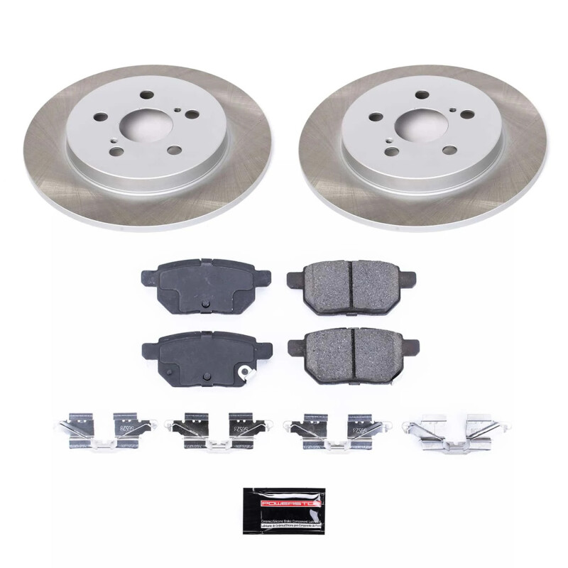 Toyota Prius Prime Brake Kit - Rear - PowerStop - Semi-Coated Rotors + Z17 Evolution Plus Low-Dust Ceramic Pads - `17-`22