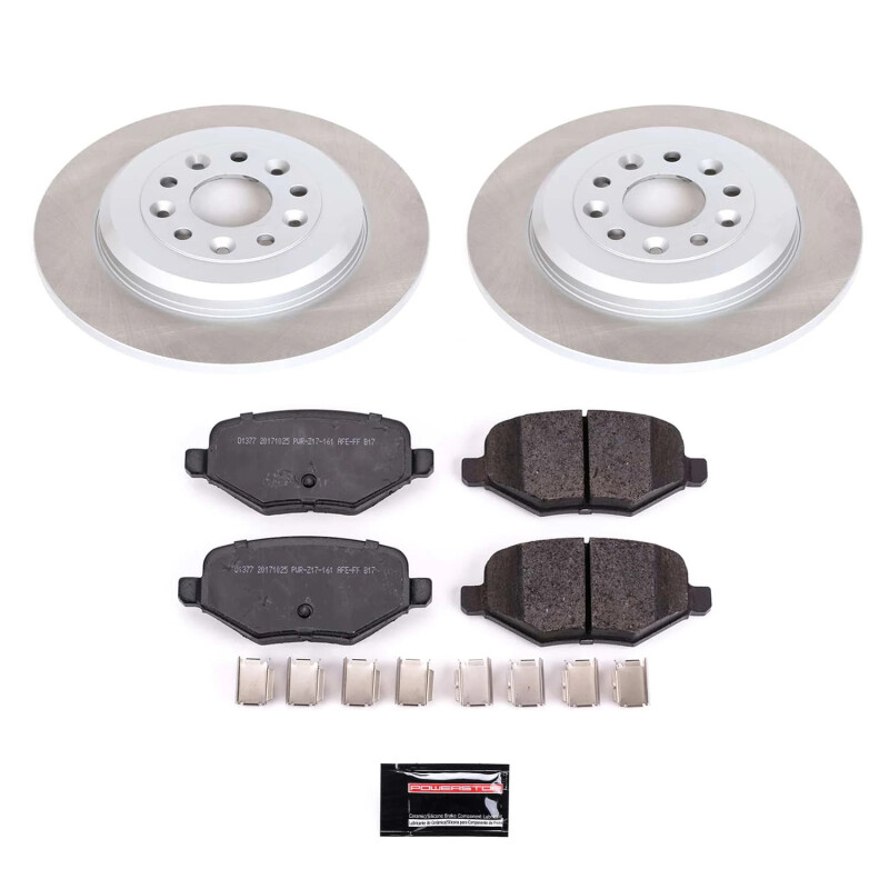 Lincoln MKX Brake Kit - Rear - PowerStop - Semi-Coated Rotors + Z17 Evolution Plus Ceramic Pads - Silver - `11-`12