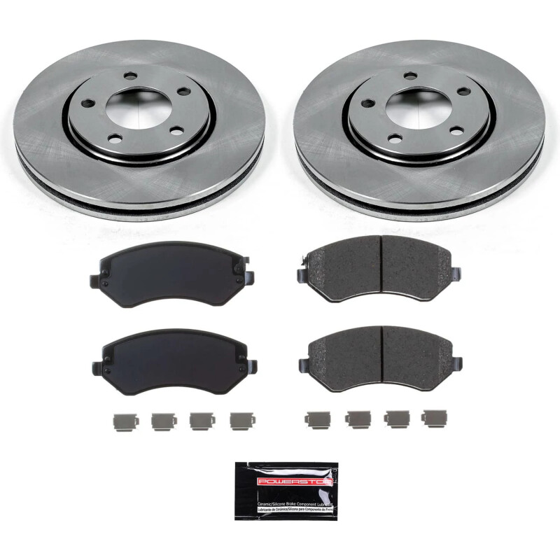 Dodge Grand Caravan Brake Kit - Front - PowerStop - Semi-Coated Rotors + Z17 Evolution Plus Low-Dust Ceramic Pads - `01-`06
