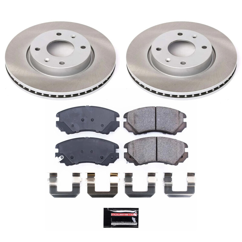 Kia Optima Brake Kit - Front - PowerStop - Semi-Coated Rotors + Z17 Evolution Plus Low-Dust Ceramic Pads - `02-`06