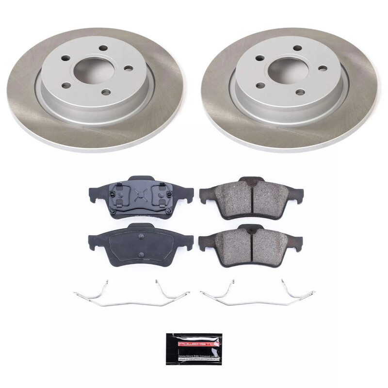 Volvo V50 Brake Kit - Rear - PowerStop - Semi-Coated Rotors + Z17 Evolution Plus Ceramic Pads - Silver - 2005