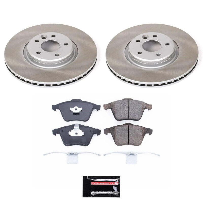 Volvo V50 Brake Kit - Front - PowerStop - Semi-Coated Rotors + Z17 Evolution Plus Low-Dust Ceramic Pads - `05-`11