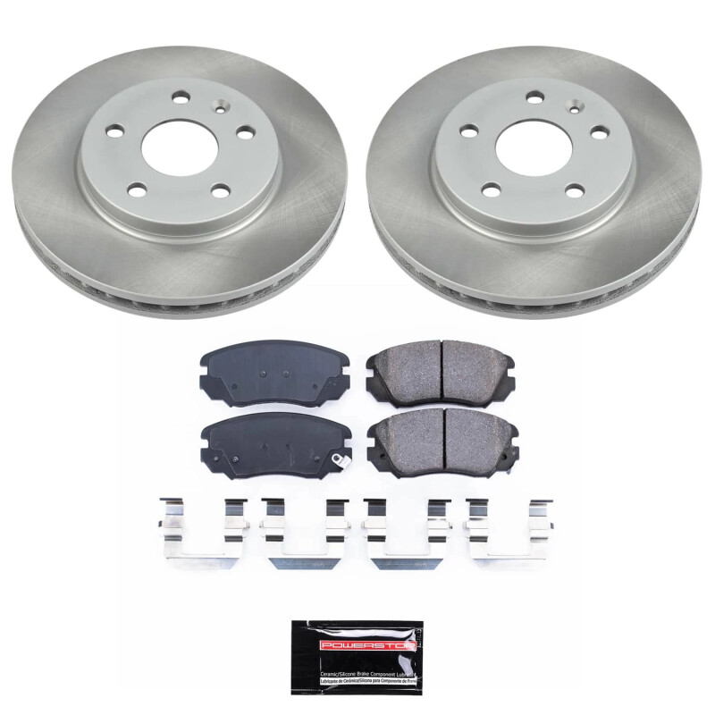 Saab 9-5 Brake Kit - Front - PowerStop - Z17 Semi-Coated Rotors + Evolution Plus Ceramic Pads - `10-`11