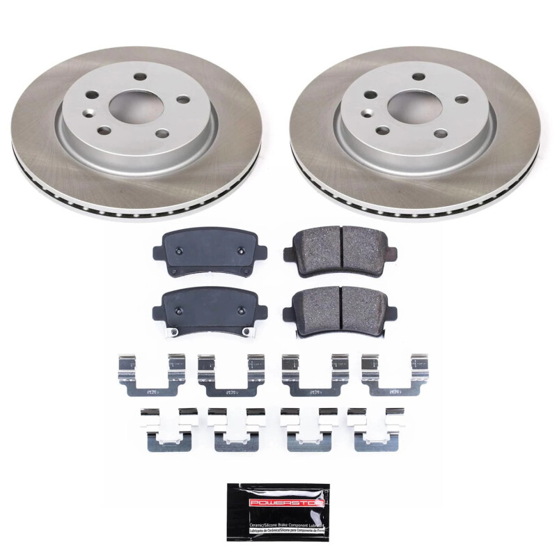 Saab 9-5 Brake Kit - Rear - PowerStop - Semi-Coated Rotors + Z17 Evolution Plus Ceramic Pads - Silver - `10-`11