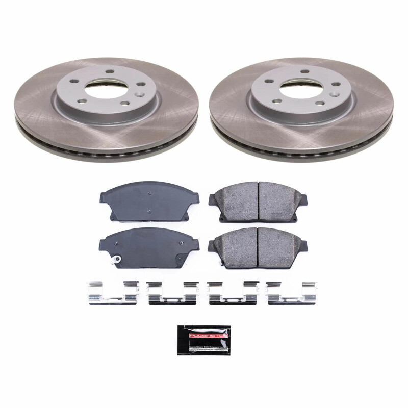 Chevrolet Volt Brake Kit - Front - PowerStop - Semi-Coated Rotors + Z17 Evolution Plus Low-Dust Ceramic Pads - Silver - `11-`15 Chevrolet Volt Brake Kit - Front - PowerStop - Semi-Coated Rotors + Z17 Evolution Plus Low-Dust Ceramic Pads - Silver - `11-`15