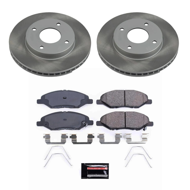 Nissan Versa Brake Kit - Front - PowerStop - Semi-Coated Rotors + Z17 Evolution Plus Low-Dust Ceramic Pads - `09-`11