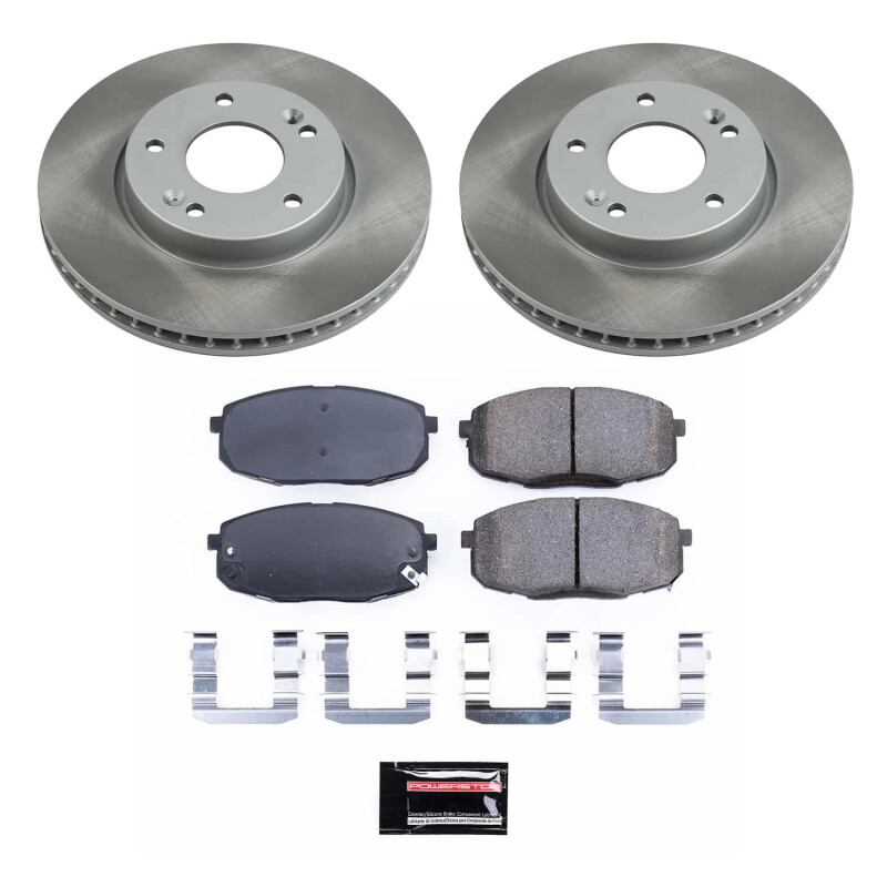 Kia Forte Koup Brake Kit - Front - PowerStop - Semi-Coated Rotors + Z17 Evolution Plus Low-Dust Ceramic Pads - `10-`13