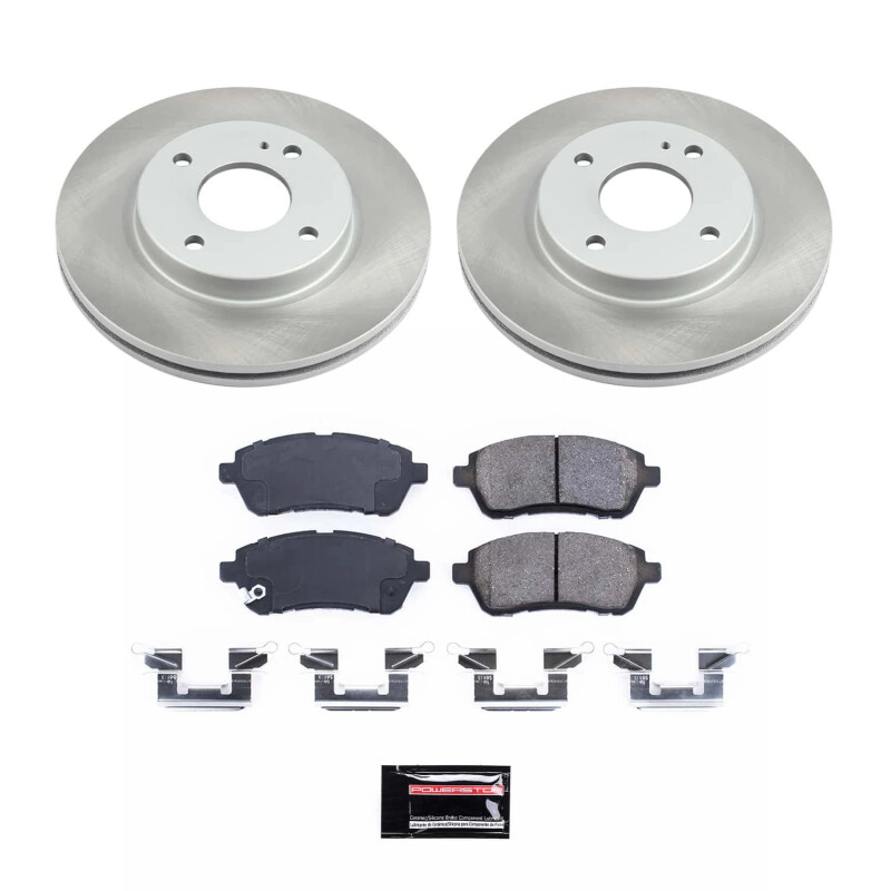 Ford Fiesta Brake Kit - Front - PowerStop - Semi-Coated Rotors + Z17 Evolution Plus Ceramic Pads - `11-`19