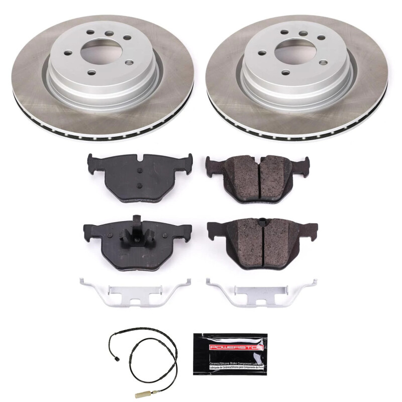 BMW 335is Brake Kit - Rear - PowerStop - Semi-Coated Rotors + Z17 Evolution Plus Ceramic Pads - Silver - `11-`13