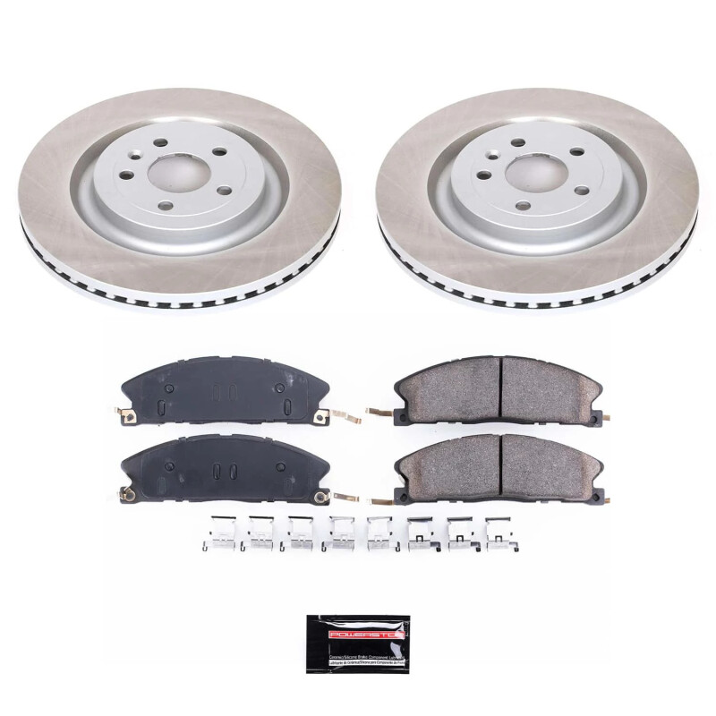 Lincoln MKT Brake Kit - Front - PowerStop - Semi-Coated Rotors + Z17 Evolution Plus Low-Dust Ceramic Pads - `13-`19