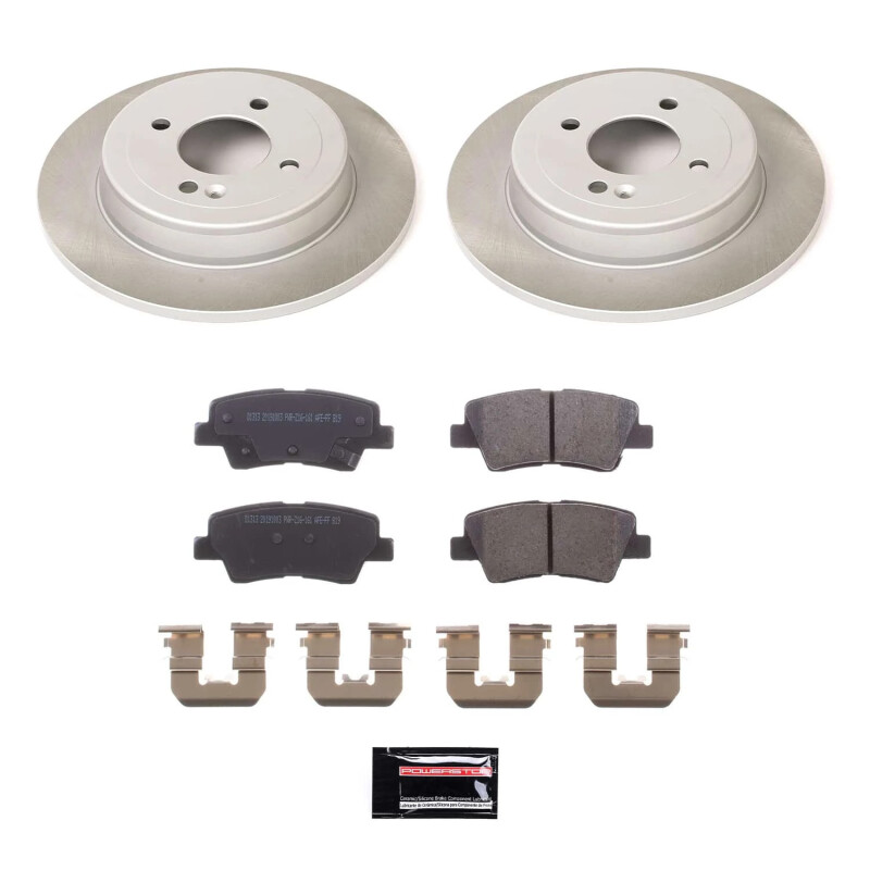 Kia Rio Brake Kit - Rear - PowerStop - Semi-Coated Rotors + Z17 Evolution Plus Low-Dust Ceramic Pads - `12-`18