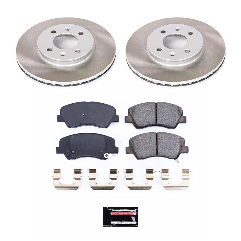 Kia Rio Brake Kit - Front - PowerStop - Semi-Coated Rotors + Z17 Evolution Plus Low-Dust Ceramic Pads - `12-`17