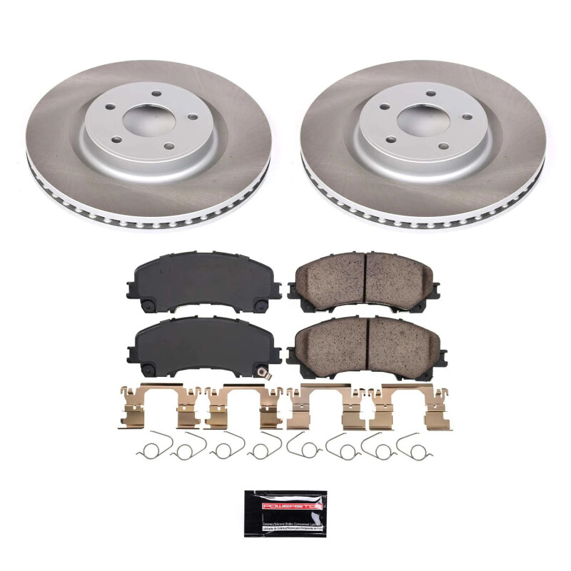 Nissan Z Brake Kit - Front - PowerStop - Semi-Coated Rotors + Z17 Evolution Plus Low-Dust Ceramic Pads - 2023+