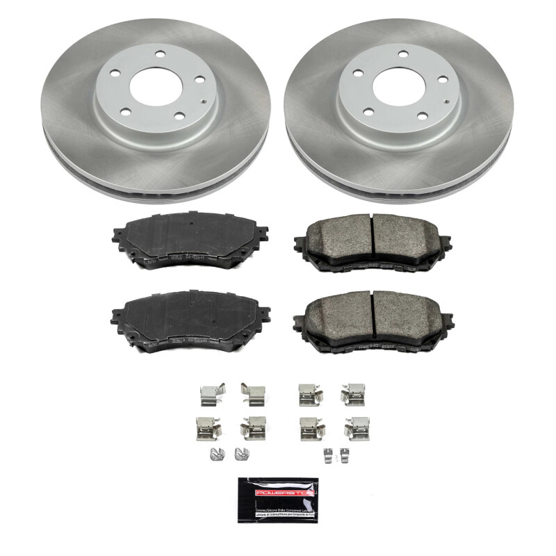 Mazda 6 Brake Kit - Front - PowerStop - Semi-Coated Rotors + Z17 Evolution Plus Ceramic Pads - Silver - `14-`18
