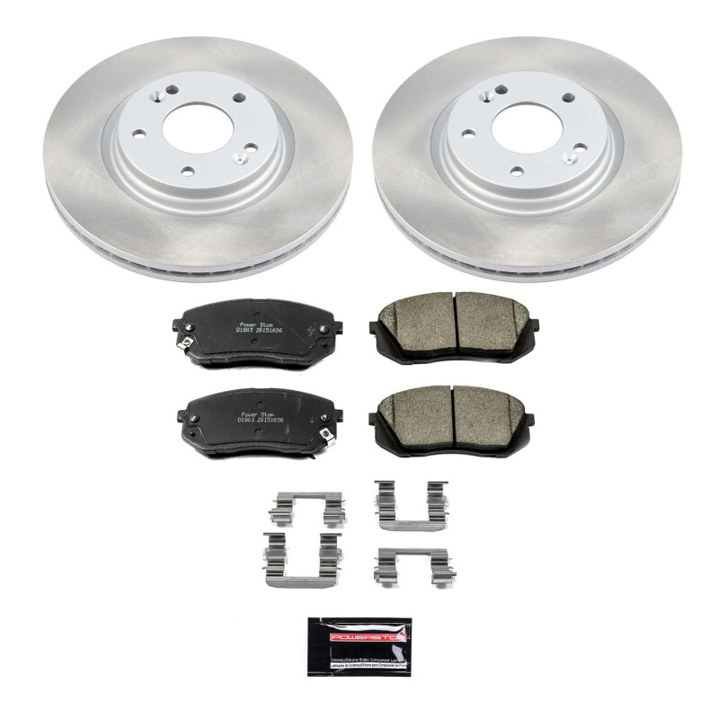 Hyundai Sonata Brake Kit - Front - PowerStop - Semi-Coated Rotors + Z17 Evolution Plus Low-Dust Ceramic Pads - 2015