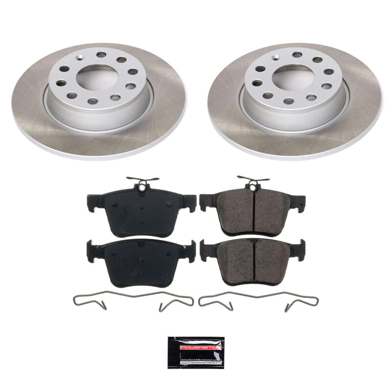 Volkswagen e-Golf Brake Kit - Rear - PowerStop - Z17 Evolution Plus Semi-Coated Rotors + Low-Dust Ceramic Pads - `15-`19