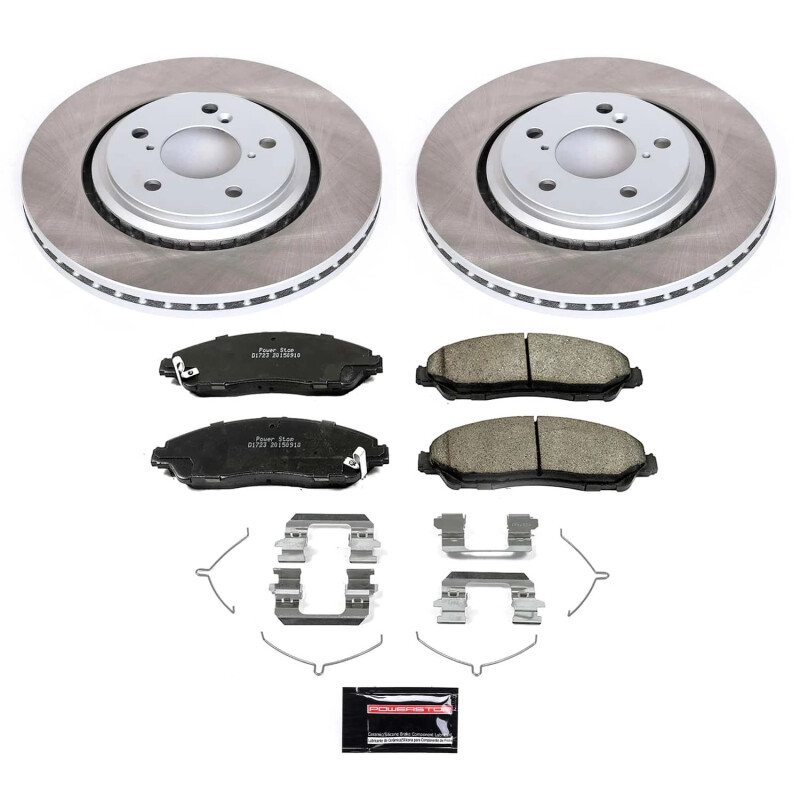Honda Ridgeline Brake Kit - Front - PowerStop - Semi-Coated Rotors + Z17 Evolution Plus Low-Dust Ceramic Pads - `17-`22