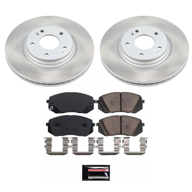 Kia Optima Brake Kit - Front - PowerStop - Z17 Evolution Plus Semi-Coated Rotors + Ceramic Pads - `16-`20