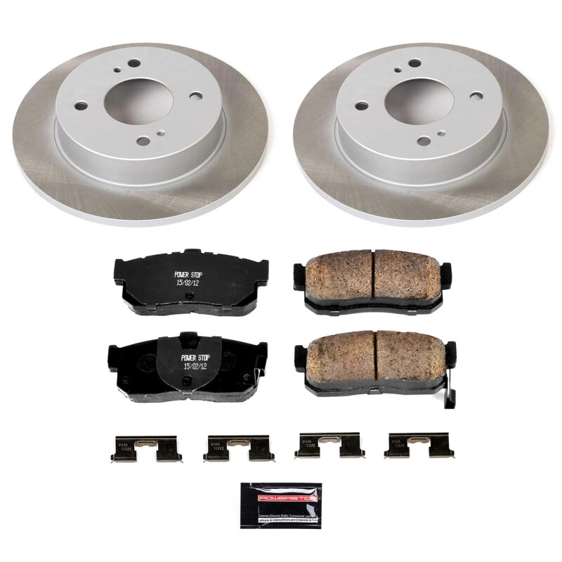 Nissan Sentra Brake Kit - Rear - PowerStop - Semi-Coated Rotors + Z17 Evolution Plus Ceramic Pads - `00-`01