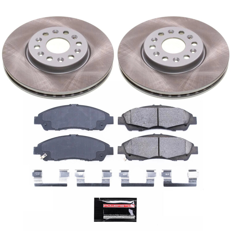 GMC Acadia Brake Kit - Front - PowerStop - Semi-Coated Rotors + Z17 Evolution Plus Low-Dust Ceramic Pads - `17-`20