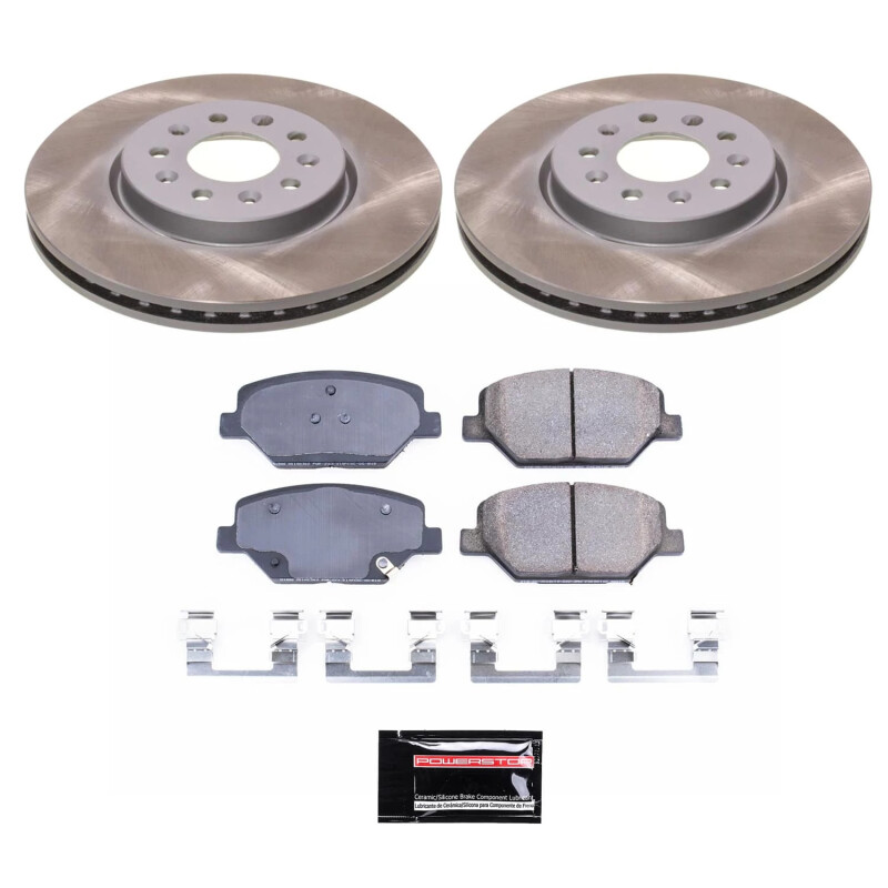 GMC Terrain Brake Kit - Front - PowerStop - Semi-Coated Rotors + Z17 Evolution Plus Low-Dust Ceramic Pads - `18-`21