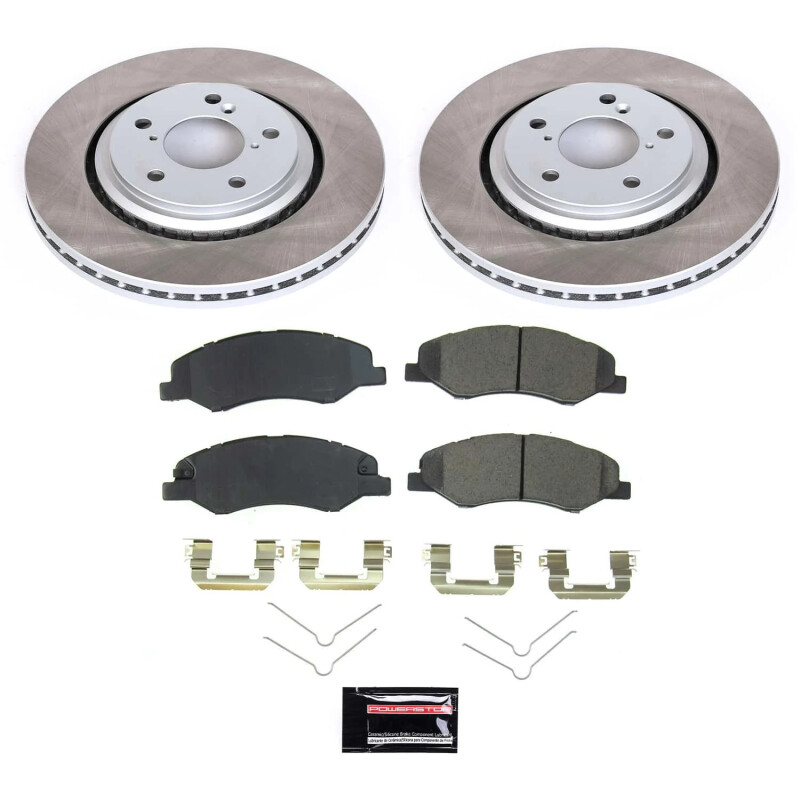 Honda Odyssey Brake Kit - Front - PowerStop - Semi-Coated Rotors + Z17 Evolution Plus Ceramic Pads - Silver - `18-`22