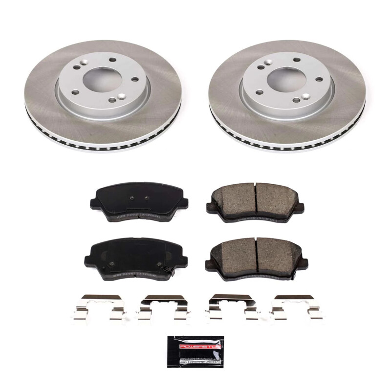 Kia Forte5 Brake Kit - Front - PowerStop - Semi-Coated Rotors + Z17 Evolution Plus Ceramic Pads - `17-`18