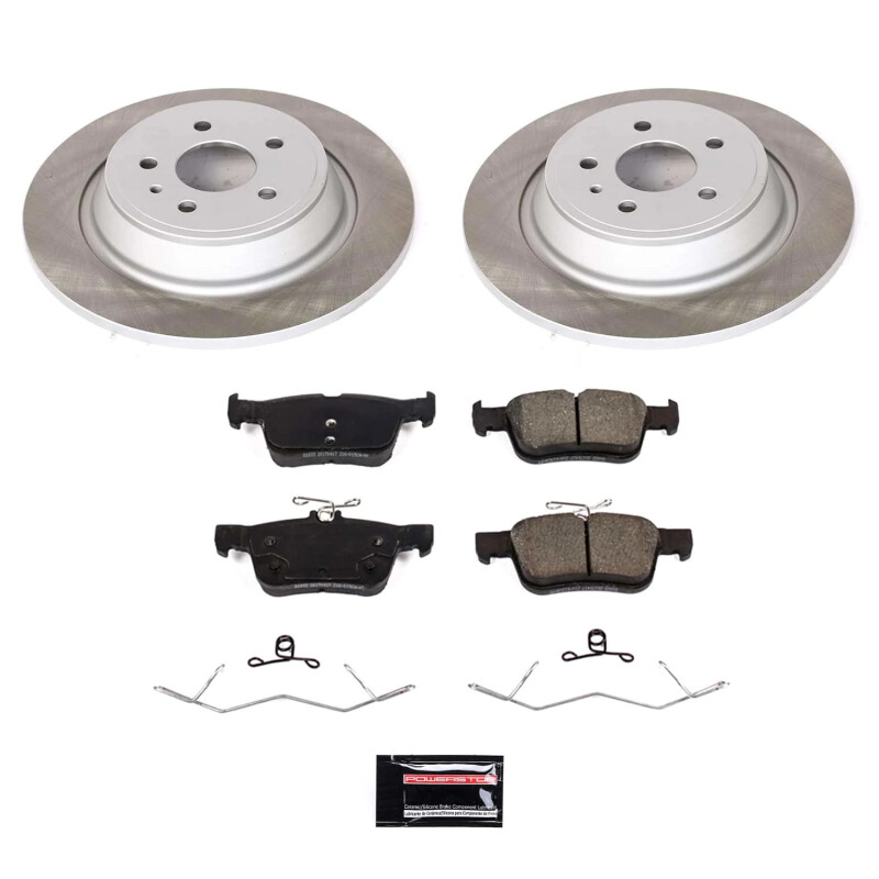 Ford Fusion Brake Kit - Rear - PowerStop - Semi-Coated Rotors + Z17 Evolution Plus Low-Dust Ceramic Pads - Silver - `17-`20