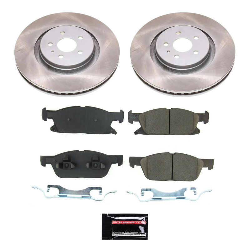 Lincoln Nautilus Brake Kit - Front - PowerStop - Semi-Coated Rotors + Z17 Evolution Plus Low-Dust Ceramic Pads - `19-`21