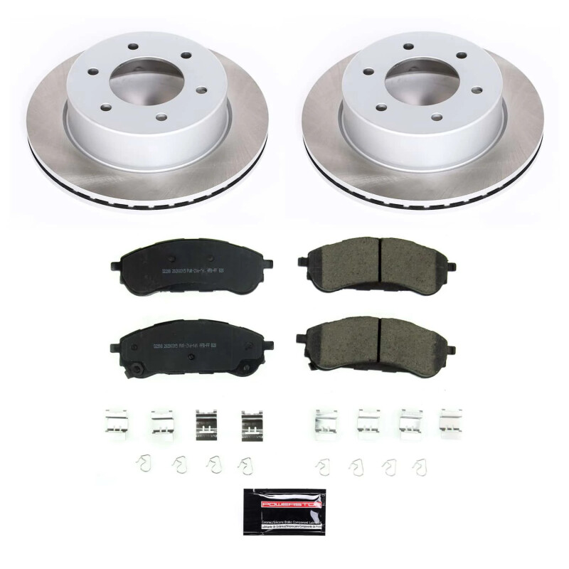 Ford Ranger Brake Kit - Rear - PowerStop - Semi-Coated Rotors + Z17 Evolution Plus Low-Dust Ceramic Pads - `19-`22