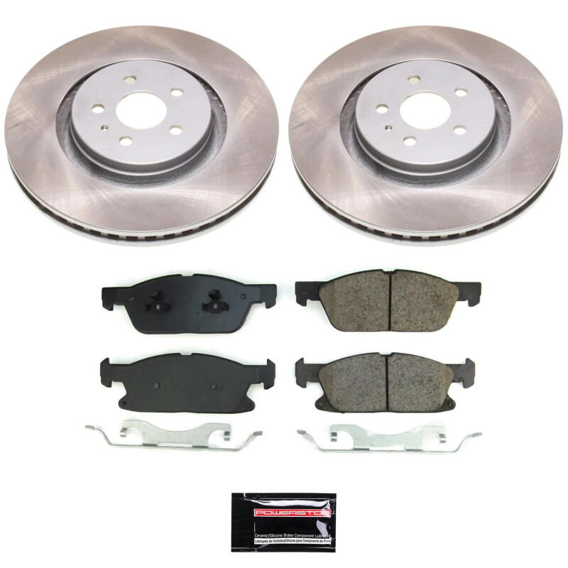 Lincoln MKZ Brake Kit - Front - PowerStop - Semi-Coated Rotors + Z17 Evolution Plus Low-Dust Ceramic Pads - `17-`20