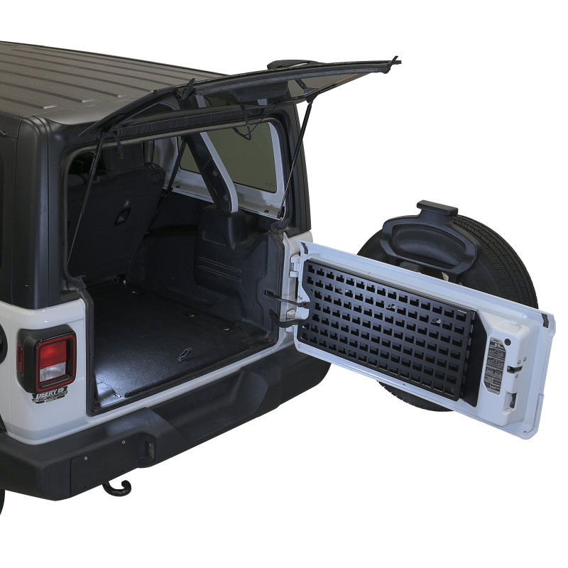 Jeep Wrangler JL Tailgate MOLLE Panel - Putco - MOLLE, 10-gauge aluminum, mini-textured powder coat - Black - `20-`22