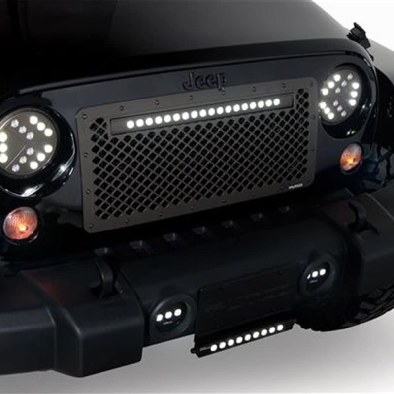 Jeep Wrangler Grille - Putco - Lighted Boss with 20in Luminix Light Bar - Black - `07-`18
