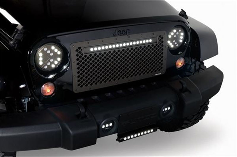 Jeep Wrangler Grille - Putco - Lighted Boss with 20in Luminix Light Bar - Black - `07-`18 Jeep Wrangler Grille - Putco - Lighted Boss with 20in Luminix Light Bar - Black - `07-`18