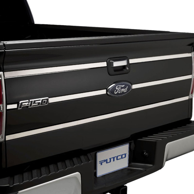 Ford F-150 Tailgate Accents - Upper and Lower - Putco - 3 Horizontal Lines; Stainless Steel - `09-`14