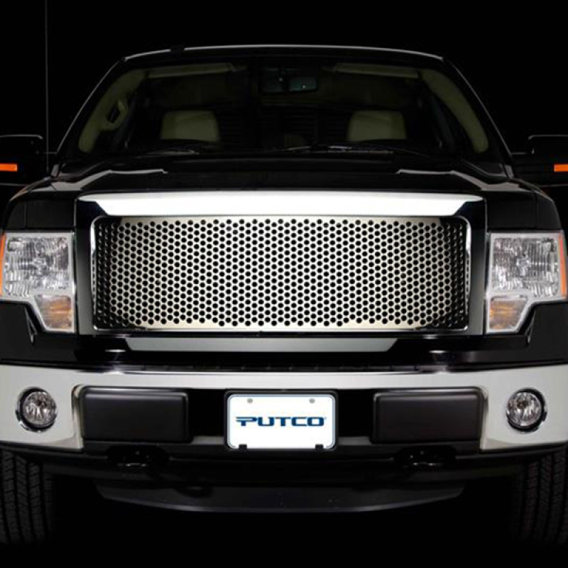 Ford F-150 Grille Insert - Putco - Designer FX, Bar Style, Punch Pattern, Cut to Fit - `09-`12