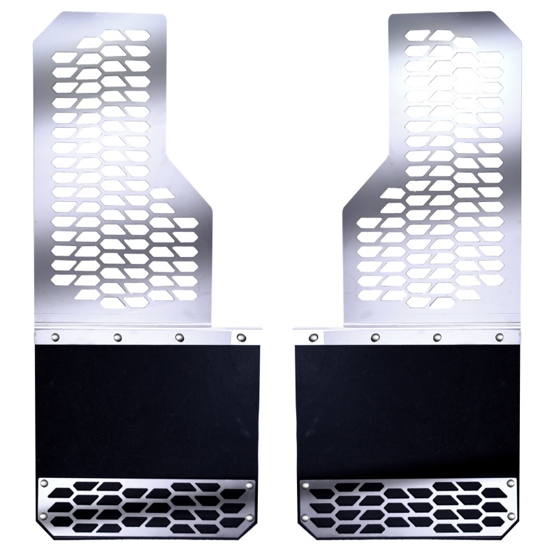 Ford F-450 Mud Flaps - Rear - Putco - Hex Shield - Polished Stainless Steel - `11-`16