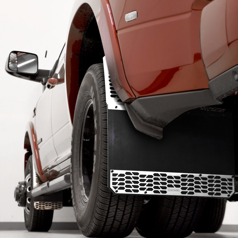 Ram 3500 Dually Mud Flaps - Rear - Putco - Hex Shield - Polished Stainless Steel - `10-`18