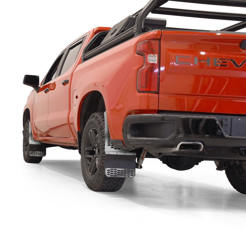GMC Sierra Mud Flaps - Rear - Putco - Hex Shield - Polished Stainless Steel - `15-`19