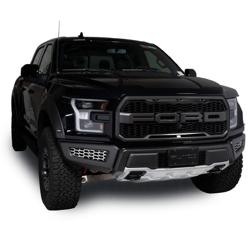 Ford F-150 Raptor Bumper Grille Inserts - Putco - HEX Shield Grille Insert - Polished Stainless Steel - `17-`20